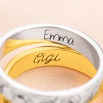 Henkilökohtainen Dainty syntymä kukka rengas kaiverrettu nimi syntymäpäivä joulu korut lahja naisille