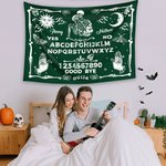 Personalized Halloween Couple Skull Ouija Board Pattern Tapestry with Name Home Decor Halloween Party Gift for Couple Family