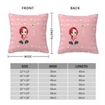 Personalised Cute Cartoon Character Heart Birth Flower Throw Pillow Cover with Name Home Decor Housewarming Birthday Gift for Family Friend