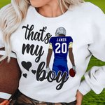 Personalised That's My Boy My Heart Is On That Field Football Theme T-shirt Sweatshirt with Number Name Birthday Team Game Day Gift for Football Mom