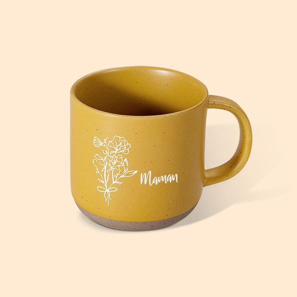 Mug en Céramique 350ml Personnalisé avec Texte et Fleur de Naissance Tasse Gravée Cadeau Anniversaire pour Femme Fille