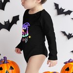 Personalizado Halloween Calabaza Neón Fantasma 100% Algodón Body con Nombre Truco o Trato Regalo para Bebé Niña Niño