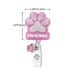 Personalized Glitter Dog Paw Print Nurse Badge Reel with Name and Paw Charm Nurse Week Birthday Gift for Dog Lovers Nurses Medical Staff