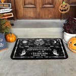 Personalized Hugging Skeleton Ouija Board Doormat with Name Gothic Home Decor Halloween Gift for Couple Divination Enthusiasts