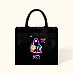 Calabaza de Halloween personalizada Fantasma de neón Bolsa de asas con nombre Truco o trato Regalo para niños Niñas