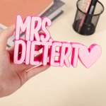 Personalized 3D Printed Multicolour Desk Name Plate with Title and Apple Heart Flower Icon Office Decor Birthday Appreciation Gift for Teacher