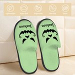Pantofole pelose personalizzate multicolore con faccia di zucca e nome Accessori da viaggio per Halloween Regalo per la famiglia