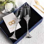 Personalisiertes 210 ml Laser-Gravur Sektglas Braut und Bräutigam Champagner Gläser 2er Set Champagnerflöten Hochzeit Oktoberfest Geschenk