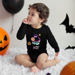 Personalizado Halloween Calabaza Neón Fantasma 100% Algodón Body con Nombre Truco o Trato Regalo para Bebé Niña Niño