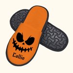 Pantofole pelose personalizzate multicolore con faccia di zucca e nome Accessori da viaggio per Halloween Regalo per la famiglia