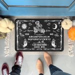 Personalized Hugging Skeleton Ouija Board Doormat with Name Gothic Home Decor Halloween Gift for Couple Divination Enthusiasts