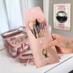 Personalised Y2K Style Cartoon Character Leather Makeup Brush Bag with Name 8 Pcs Makeup Brushes Travel Essentials Birthday Gift for Girls Women