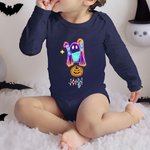 Personalizado Halloween Calabaza Neón Fantasma 100% Algodón Body con Nombre Truco o Trato Regalo para Bebé Niña Niño