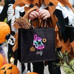 Calabaza de Halloween personalizada Fantasma de neón Bolsa de asas con nombre Truco o trato Regalo para niños Niñas