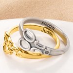 Personalised Dainty Scissors Ring with Engraved Name Hairdresser Jewellery Birthday Gift for Hairstylists Sewing Lovers