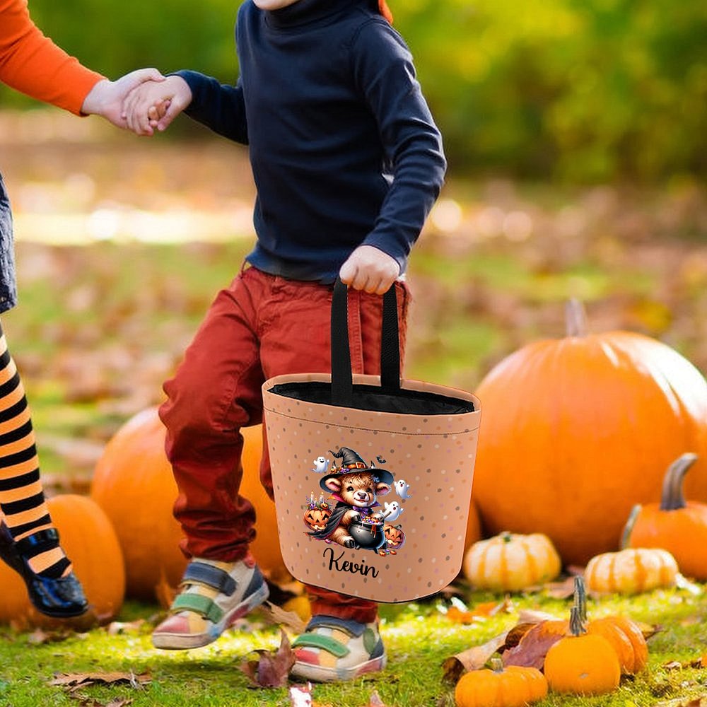 Sac à bonbons avec nom pour la fête d'Halloween Cadeau pour les garçons et les filles