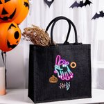Calabaza de Halloween personalizada Fantasma de neón Bolsa de asas con nombre Truco o trato Regalo para niños Niñas
