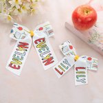Personalised Apple Crayon Doodle Letters Design Hair Bow Clip or Tie with Name Hair Accessory Back to School First Day of Kindergarten Gift for Girls