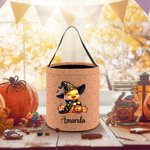 Personalized Watercolour Pumpkin Wizard Animal Trick or Treat Bag Sweets Bucket with Name Halloween Party Favors Gift for Boys Girls