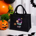 Calabaza de Halloween personalizada Fantasma de neón Bolsa de asas con nombre Truco o trato Regalo para niños Niñas