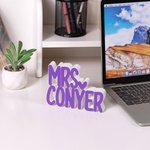 Personalized 3D Printed Multicolour Desk Name Plate with Title and Apple Heart Flower Icon Office Decor Birthday Appreciation Gift for Teacher