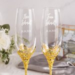 Personalisiertes 210 ml Laser-Gravur Sektglas Braut und Bräutigam Champagner Gläser 2er Set Champagnerflöten Hochzeit Oktoberfest Geschenk
