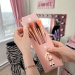 Personalised Y2K Style Cartoon Character Leather Makeup Brush Bag with Name 8 Pcs Makeup Brushes Travel Essentials Birthday Gift for Girls Women