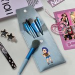 Personalised Y2K Style Cartoon Character Leather Makeup Brush Bag with Name 8 Pcs Makeup Brushes Travel Essentials Birthday Gift for Girls Women