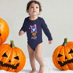 Personalizado Halloween Calabaza Neón Fantasma 100% Algodón Body con Nombre Truco o Trato Regalo para Bebé Niña Niño