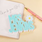 Personalized 3D Printed Multicolour Desk Name Plate with Title and Apple Heart Flower Icon Office Decor Birthday Appreciation Gift for Teacher