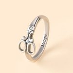 Personalised Dainty Scissors Ring with Engraved Name Hairdresser Jewellery Birthday Gift for Hairstylists Sewing Lovers