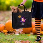 Calabaza de Halloween personalizada Fantasma de neón Bolsa de asas con nombre Truco o trato Regalo para niños Niñas