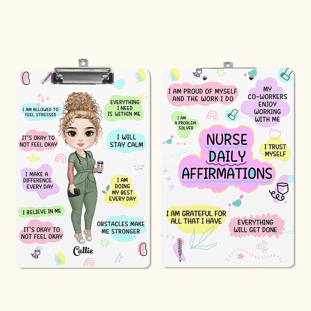 Personnalisé Cartoon I Trust Myself Daily Affirmations Clipboard with Name Appreciation Birthday Gift for Nurse Doctor Medical Student