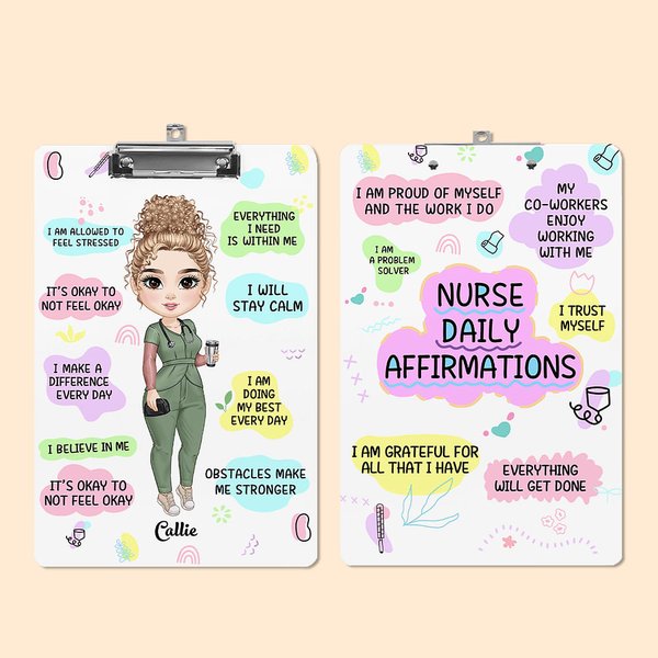 Personalisierte Cartoon Ich vertraue mir täglich Affirmationen Hanging Clipboard mit Namen Wertschätzung Geburtstagsgeschenk für Krankenschwester Arzt