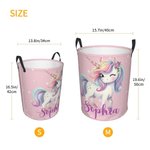 Personalised Fantasy Unicorn Name Large Toy Laundry Basket with Handle Waterproof Nursery Decoration Housewarming Gift for Kids