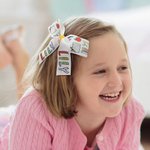 Personalised Apple Crayon Doodle Letters Design Hair Bow Clip or Tie with Name Hair Accessory Back to School First Day of Kindergarten Gift for Girls