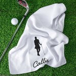Personalized Super Absorbent Multiple Colours Cotton Golf Waffle Towel with Name Hanging Clip Birthday Gift for Golf Lovers