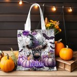 Sac à main en toile avec nom pour Halloween Cadeau pour Garçons Filles Highland Cow Lovers