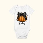 Personalized Pumpkin Bow Design 100% Cotton Baby Bodysuit with Name Halloween Baby Shower Gift for Baby Newborn