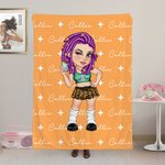 Personalized Y2K Style Cartoon Character Soft Throw Blanket with Name Birthday Christmas Gift for Women Girls