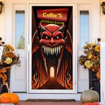 Personalized Dante Ghost Pattern Banner Door Cover with Name Home Decor Halloween Party Gift for Family Friend