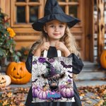 Sac à main en toile avec nom pour Halloween Cadeau pour Garçons Filles Highland Cow Lovers