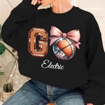 Personalizado Go Disco Baseball Football Basketball Coquette Bow Game Day Sudadera con Nombre Regalo de Cumpleaños para Mujer Niña Deporte Mamá