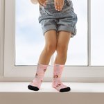 Personalized Cute Bunny Ears Photo Mid-calf Socks with Name and Easter Egg Carrot Element Gift for Kid