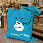 Sac Tote Personnalisé avec Animal Visage Queue et Texte Sac Fourre-Tout Multicolore Recyclable Cadeau Anniversaire Fête pour Amoureux des Animaux