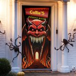 Personalized Dante Ghost Pattern Banner Door Cover with Name Home Decor Halloween Party Gift for Family Friend