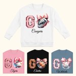 Personalizado Go Disco Baseball Football Basketball Coquette Bow Game Day Sudadera con Nombre Regalo de Cumpleaños para Mujer Niña Deporte Mamá