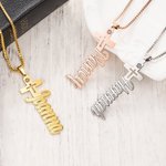 Personalized Dainty Name Cross Necklace Religious Jewellery Baptism Christmas Gift for Christian Women