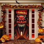 Personalized Dante Ghost Pattern Banner Door Cover with Name Home Decor Halloween Party Gift for Family Friend