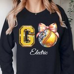 Personalizado Go Disco Baseball Football Basketball Coquette Bow Game Day Sudadera con Nombre Regalo de Cumpleaños para Mujer Niña Deporte Mamá